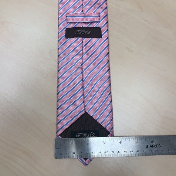 Mens Tasso Elba Silk Neck Tie Pink Blue - Picture 3 of 4